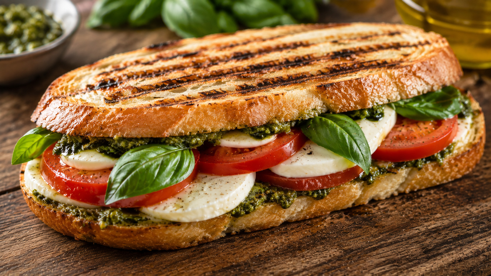 Caprese Pesto Basil Panini